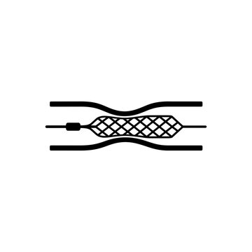 Blood vessel with stent artery treatment icon