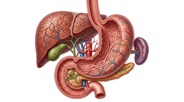 Human Digestive System Anatomy: Stomach, Liver, Pancreas, Gallbladder, Spleen