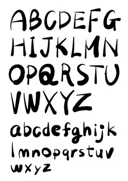 手書きアルファベット文字セット　英字フォント風・フリーハンドのカリグラフィーベクター
