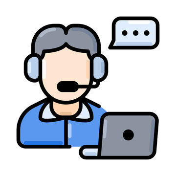 Customer service representative assists clients using a digital headset system.
