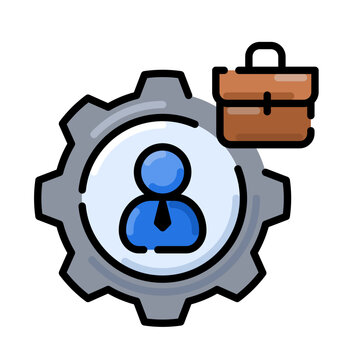 Briefcase gear icon represents the efficient management of business operations.