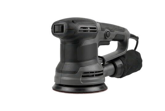 Professional electric random orbital sander tool for woodworking.