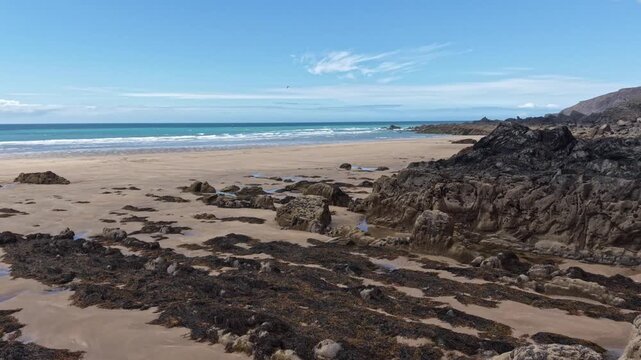 Secluded part of the beach at Eliza beach next to Sandymouth Bay Cornwall