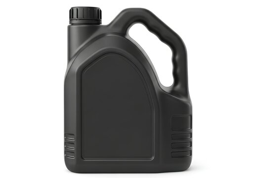 Black plastic oil container with handle