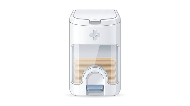 Medical tongue depressor dispenser. Sterile wooden spatula holder for clinical examination.