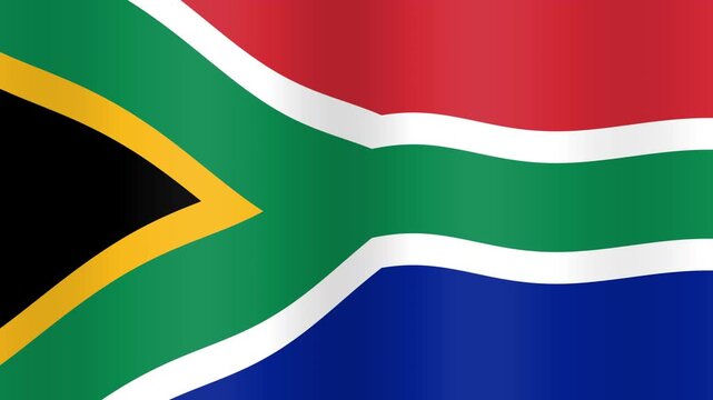 South Africa National Flag Waving in a Grid Pattern Loop