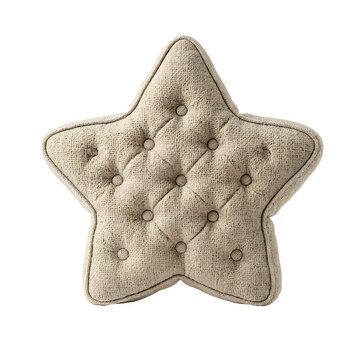 Soft star-shaped cushion with button tufting in neutral tones