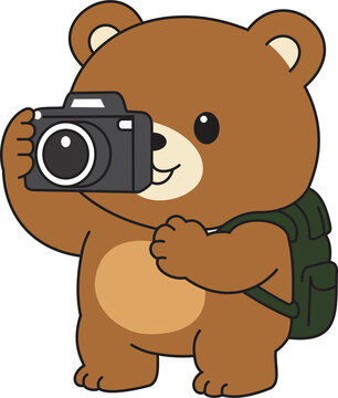 teddy bear with a camera