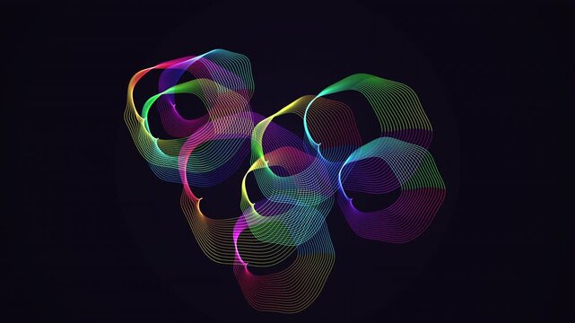 Cinematic 4K seamless loop of a glowing orange mobius strip morphing through an abstract topology field with an elegant inner glow. Ideal for sound bath, technology background. 4K UHD.