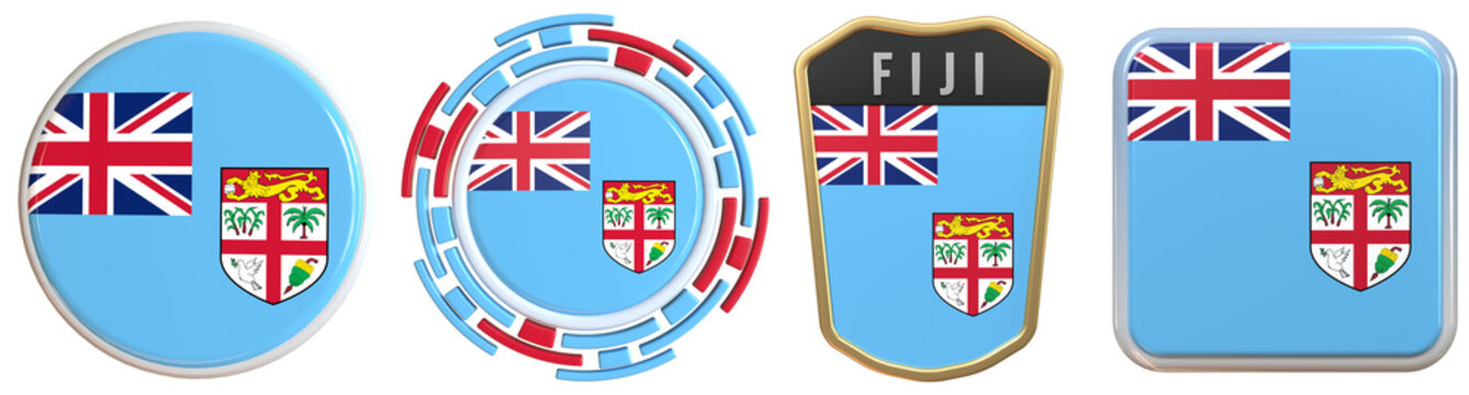 Fiji Flag Emblem 3d Design Set Pack nice for independence day decoration