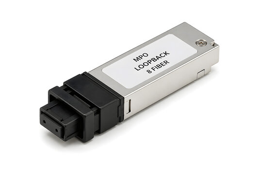 MPO Fiber Optic Loopback Module Isolated on White Background