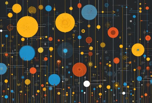 Abstract graphic with interconnected circles and lines