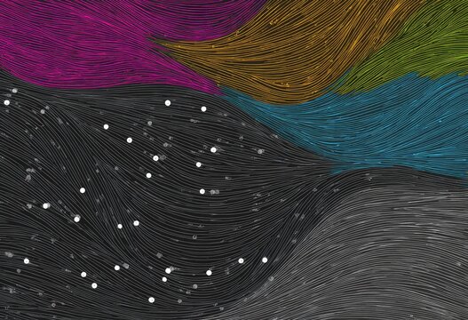 Abstract design with flowing lines and scattered white dots