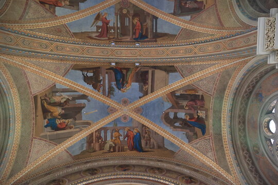 Ceiling fresco in the parish church of Bruneck, South Tyrol, Italy