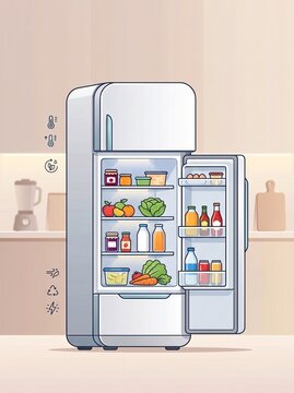 Smart Refrigerator With IoT Features &ndash; Modern Kitchen Appliance Vector Illustration