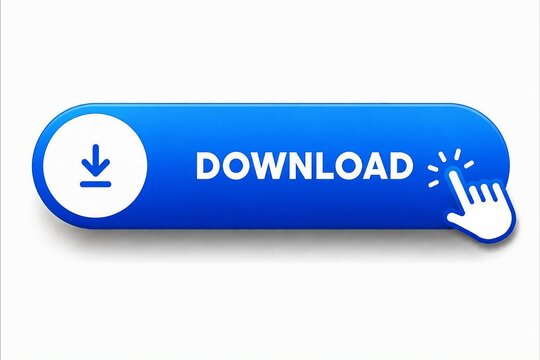 Modern download button with arrow icon and hand cursor effect