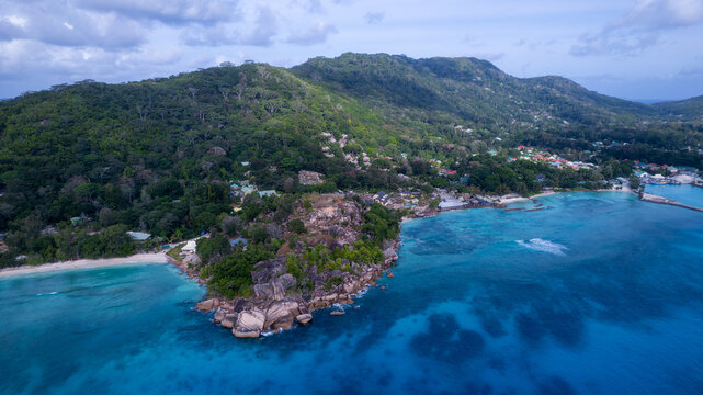 Aerial View of La Digue Island Seychelles