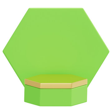 3D Grass Green And Gold Hexagonal Backdrop Display Stand