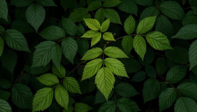 Close-up top-down shot showcases a dense cluster of vibrant green leaves