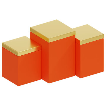 3D Orange And Gold Geometric Winners Podium