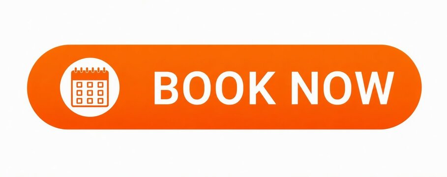 Bright orange book now call to action button with calendar icon