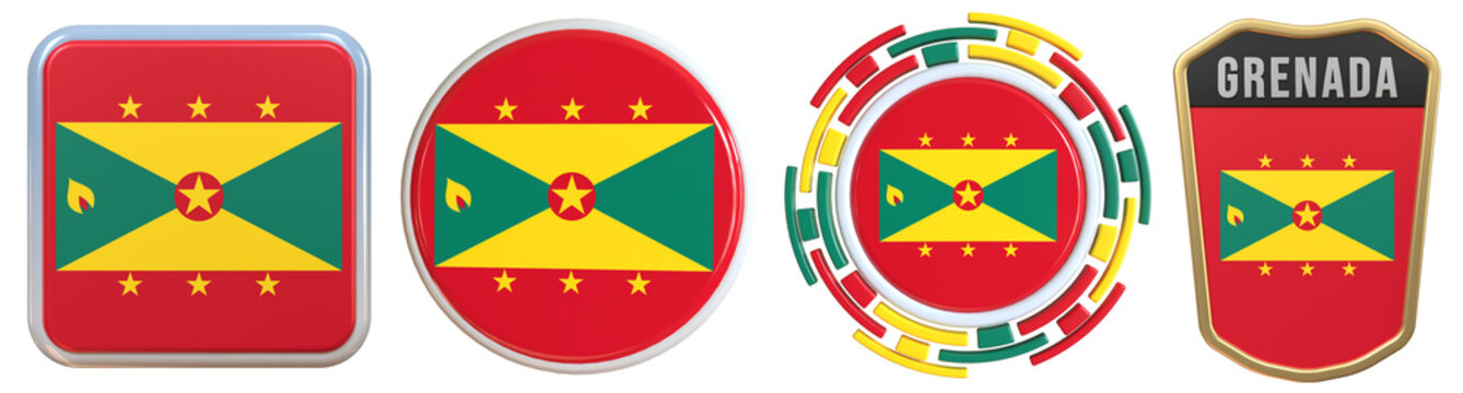 Grenada Flag Emblem 3d Design Set Pack nice for independence day decoration