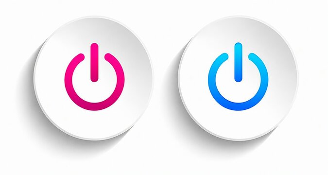 Modern power button icons in pink and blue color