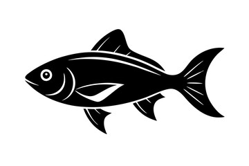 Fototapeta premium Black Fish Logo Vector Minimal Aquatic Animal Silhouette Icon Modern Fishing Brand Emblem Illustration.