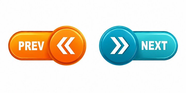 Bright orange and blue prev next navigation buttons with arrows