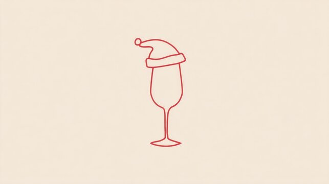 Festive red wine glass with a Santa hat for a joyful Christmas