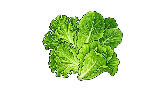 Fresh green lettuce and romaine leaves illustration