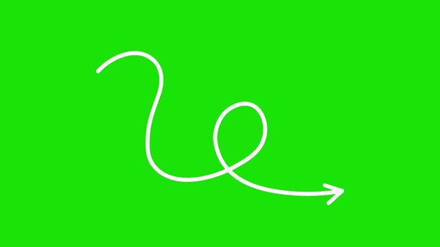 Arrow sketch green screen Bakground transparans video 4k hand drawn symbol pointing direction loop