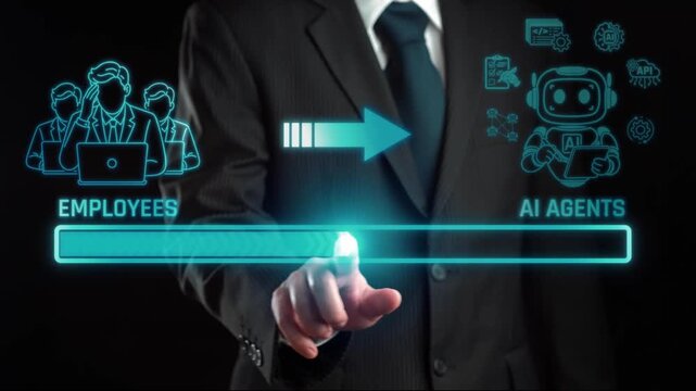 Transition from Human Employees to AI Agents in Modern Work Environment with Digital Technology and Automation Concept. Liminal.