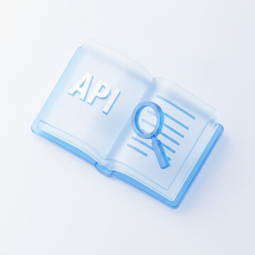 API documentation with magnifying glass on open book icon
