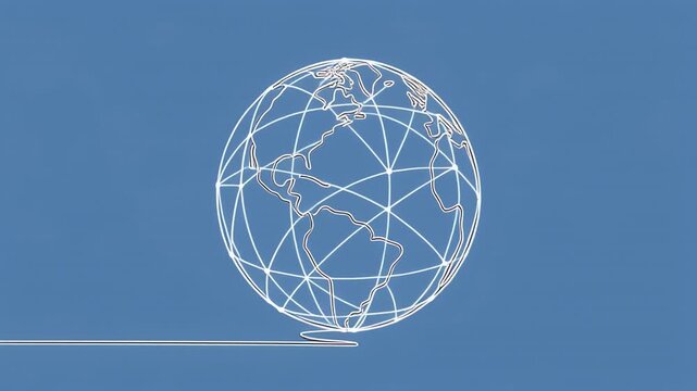 Earth rotation animation with wireframe globe
