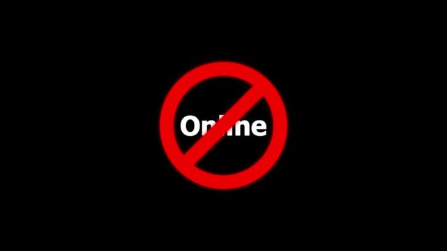 No online access symbol animation: digital restriction and connectivity concept offline forbidden restricted
