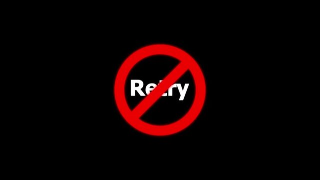 Retry button animation with prohibited sign overlay for user interface refresh motion user interface