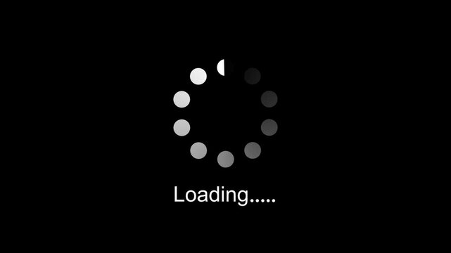 Black color dots spinning animation Loading wheel animation - Animated spinning load icon with alpha layer transparent background. downloading process icon. Loading loading wheel 4k video animation
