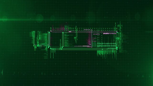 Abstract futuristic circuit board and digital network animation with glowing energy nodes, perfect for technology logo reveals, corporate intros, and sci-fi themed backgrounds. Seamless loopable motio