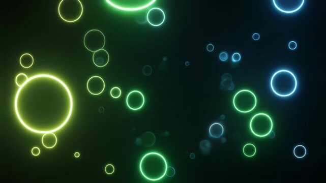 ミントグリーンの光の泡が漂い上る情景