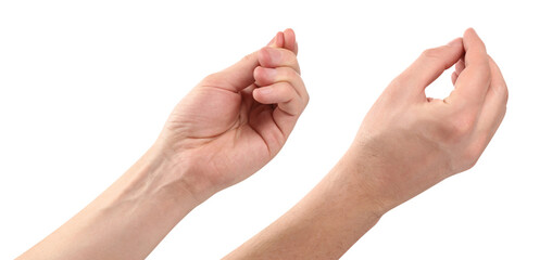 Set of male hands making pinched fingers gesture, isolated on transparent cutout background © Yeti Studio