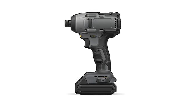 Cordless impact driver isolated on white. Professional power tool for construction work.