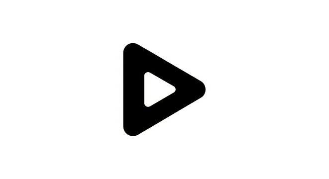 Black play button icon symbol.