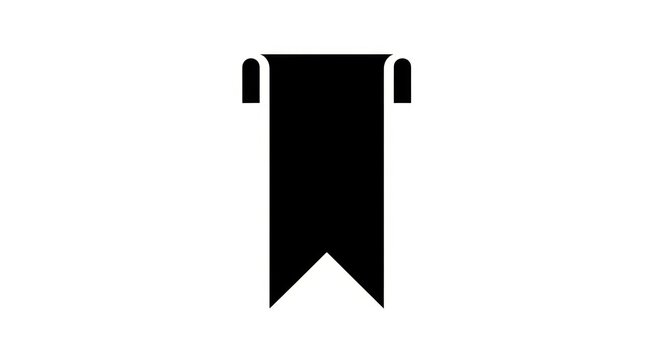 Black ribbon banner icon symbol.