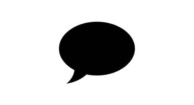 Black speech bubble icon symbol.