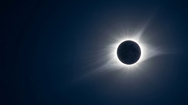 Total solar eclipse showing the corona against a dark sky