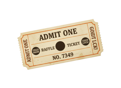 Vintage admit one paper ticket for cinema or event entry