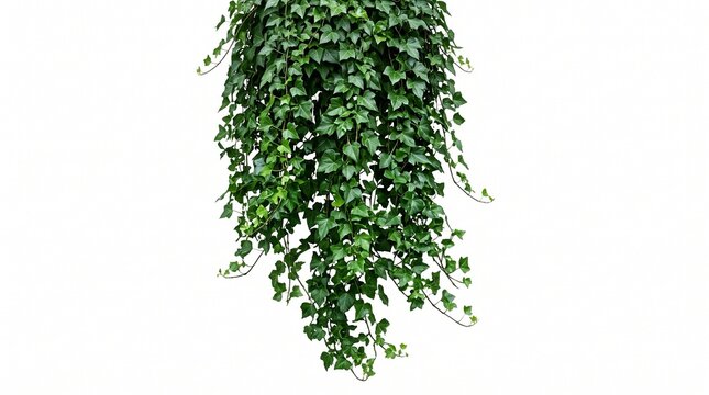 Lush green ivy hanging plant, trailing english ivy vines with dense foliage, decorative climbing ivy for interior design and landscaping isolated PNG with Transparent Background