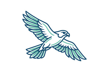 Fototapeta premium Flying Falcon Outline Vector Illustration