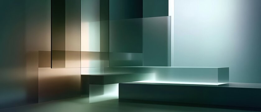 Abstract geometric background with translucent planes and subtle lighting